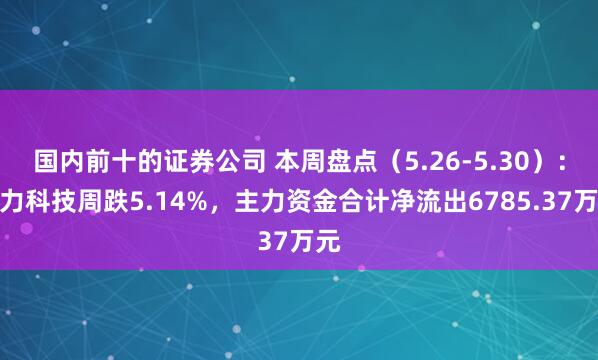 国内前十的证券公司 本周盘点（5.26-5.30）：美力科技周跌5.14%，主力资金合计净流出6785.37万元